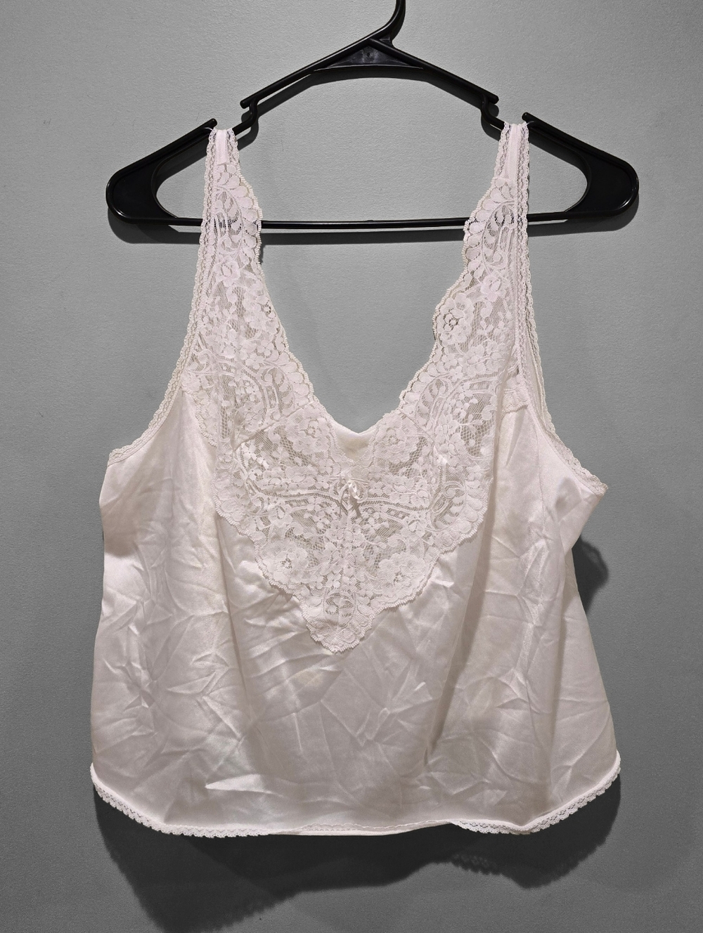Vintage Adonna White Lace Trim Satin Camisole Size 42